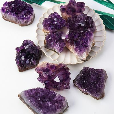 天然水晶矿石原石乌拉圭小块紫水晶洞摆件紫晶块晶簇紫晶洞礼品